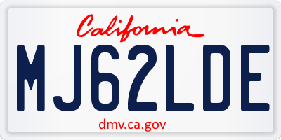 CA license plate MJ62LDE