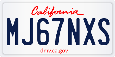 CA license plate MJ67NXS