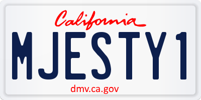 CA license plate MJESTY1