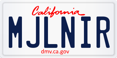 CA license plate MJLNIR