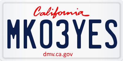 CA license plate MK03YES