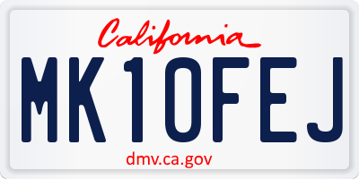 CA license plate MK10FEJ