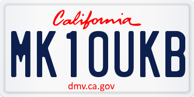 CA license plate MK10UKB