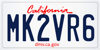 CA license plate MK2VR6