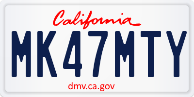 CA license plate MK47MTY