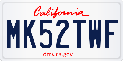 CA license plate MK52TWF