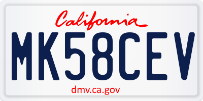 CA license plate MK58CEV