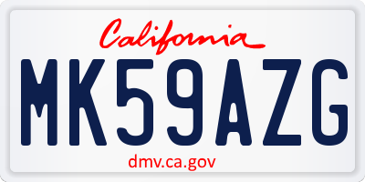 CA license plate MK59AZG