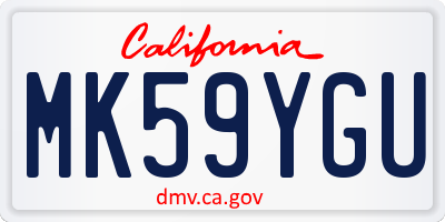 CA license plate MK59YGU