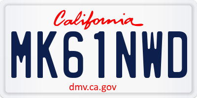 CA license plate MK61NWD