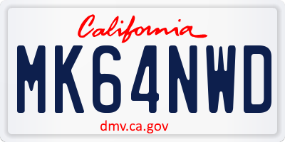 CA license plate MK64NWD