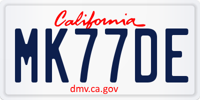 CA license plate MK77DE