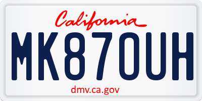 CA license plate MK87OUH