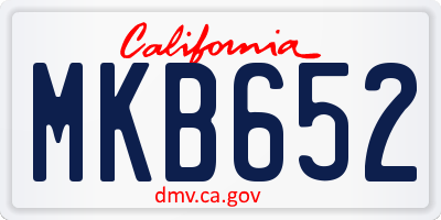 CA license plate MKB652