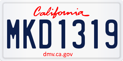 CA license plate MKD1319