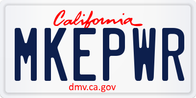 CA license plate MKEPWR