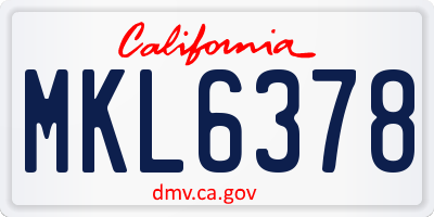 CA license plate MKL6378