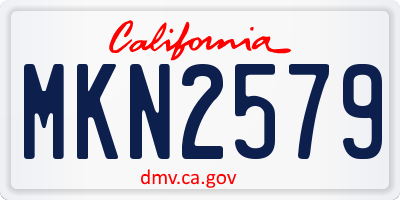 CA license plate MKN2579