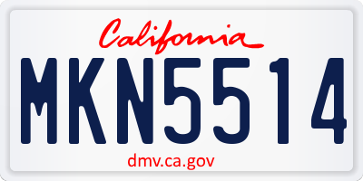 CA license plate MKN5514