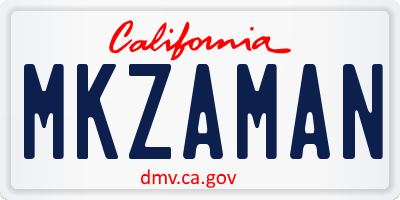 CA license plate MKZAMAN