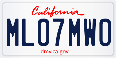 CA license plate ML07MWO