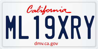 CA license plate ML19XRY