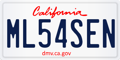 CA license plate ML54SEN