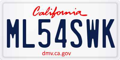 CA license plate ML54SWK