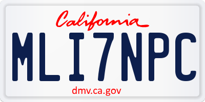 CA license plate MLI7NPC