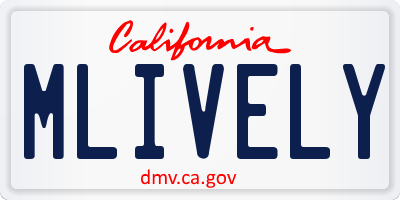 CA license plate MLIVELY