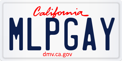 CA license plate MLPGAY