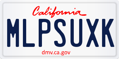 CA license plate MLPSUXK