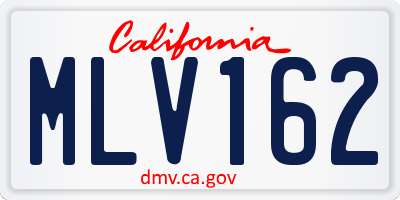 CA license plate MLV162