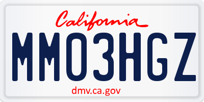 CA license plate MM03HGZ