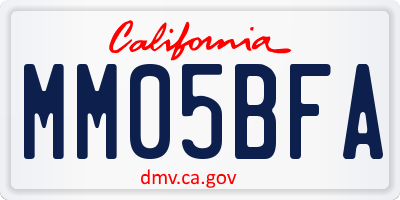 CA license plate MM05BFA