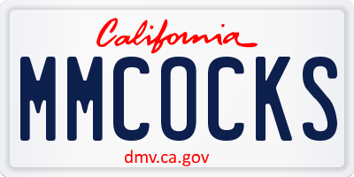 CA license plate MMCOCKS