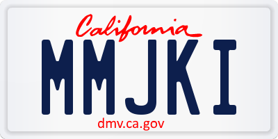 CA license plate MMJKI