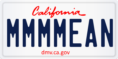 CA license plate MMMMEAN