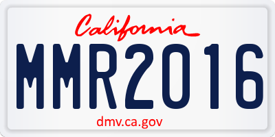 CA license plate MMR2016