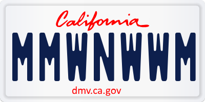 CA license plate MMWNWWM