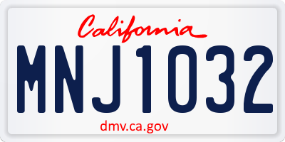 CA license plate MNJ1032