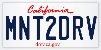 CA license plate MNT2DRV