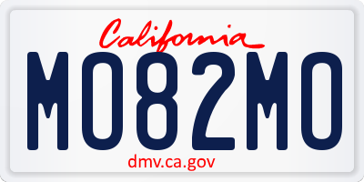 CA license plate MO82MO