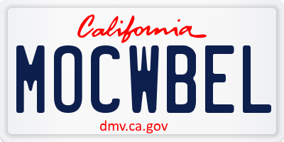 CA license plate MOCWBEL