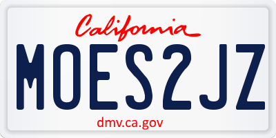CA license plate MOES2JZ