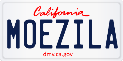 CA license plate MOEZILA