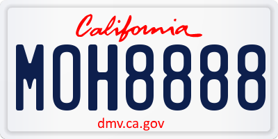 CA license plate MOH8888