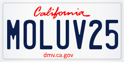 CA license plate MOLUV25