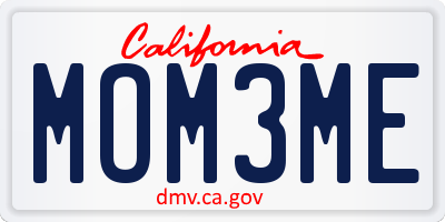 CA license plate MOM3ME