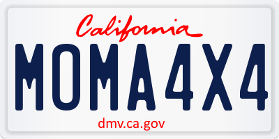 CA license plate MOMA4X4